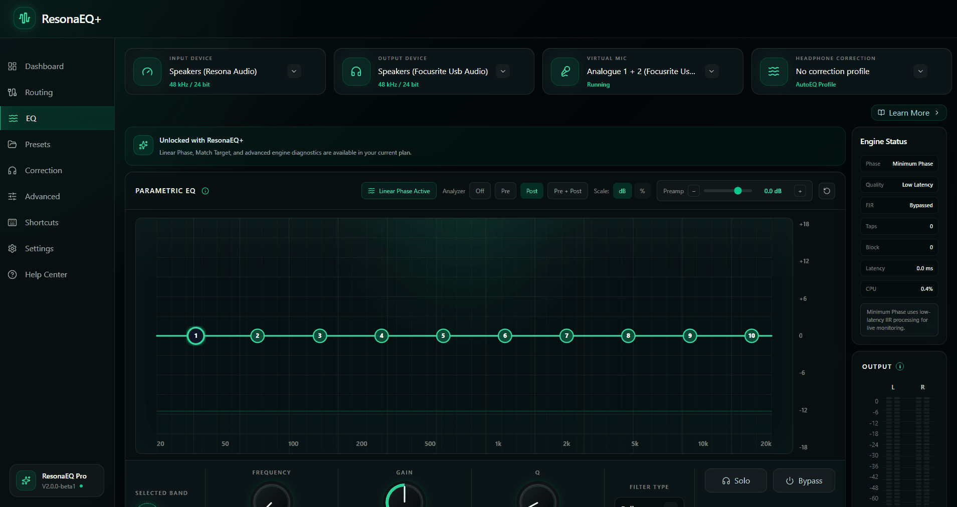 ResonaEQ+ Parametric EQ interface