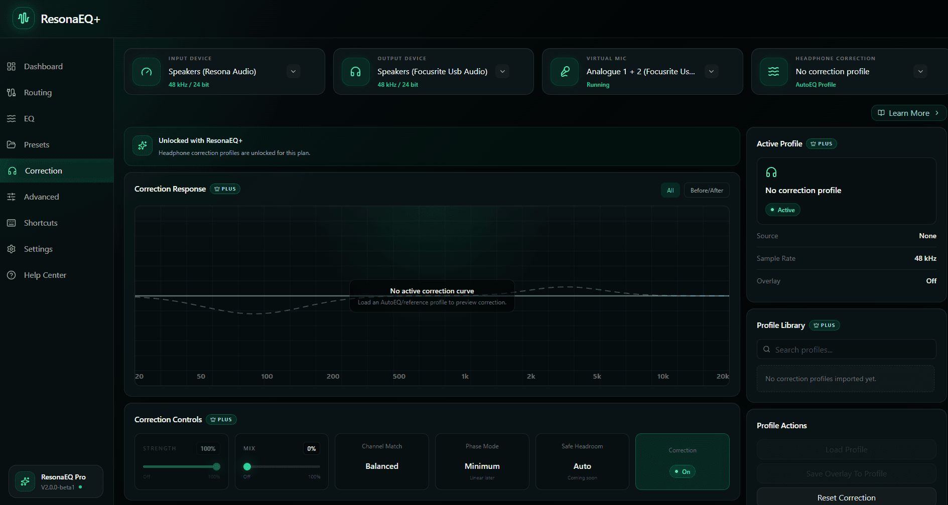 ResonaEQ+ headphone correction interface